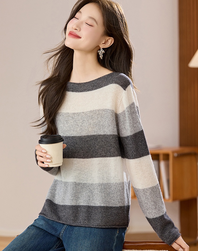 Horizontal collar sweater lazy shirts for women