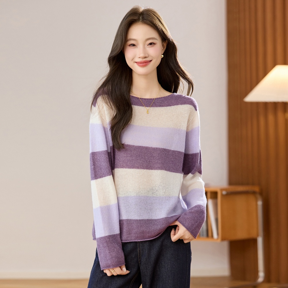 Horizontal collar sweater lazy shirts for women