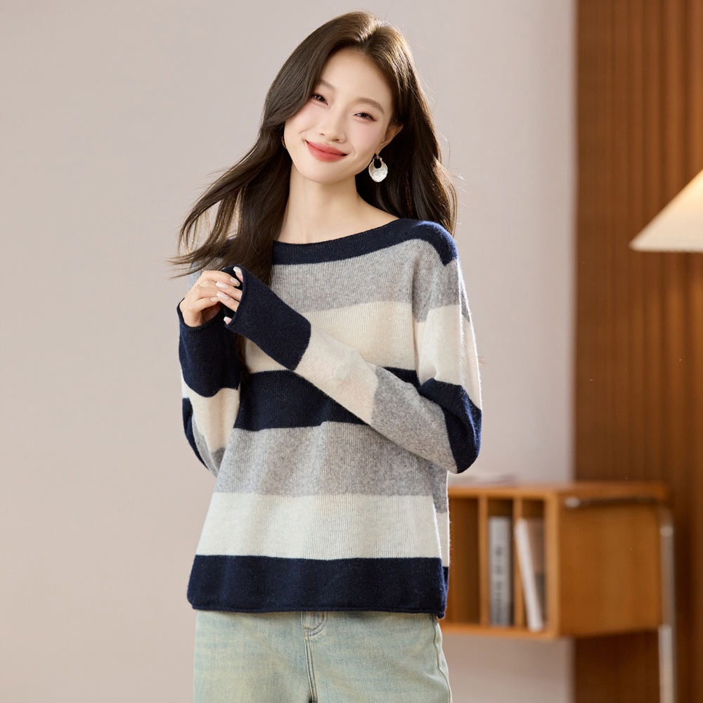 Horizontal collar sweater lazy shirts for women