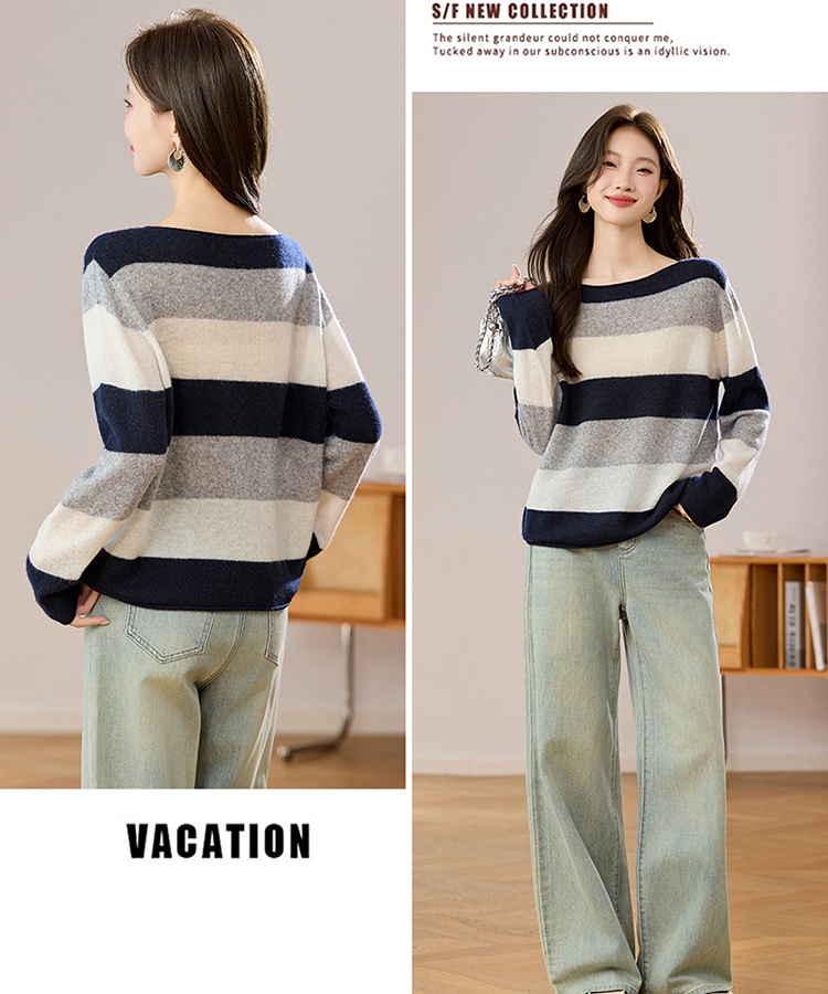 Horizontal collar sweater lazy shirts for women