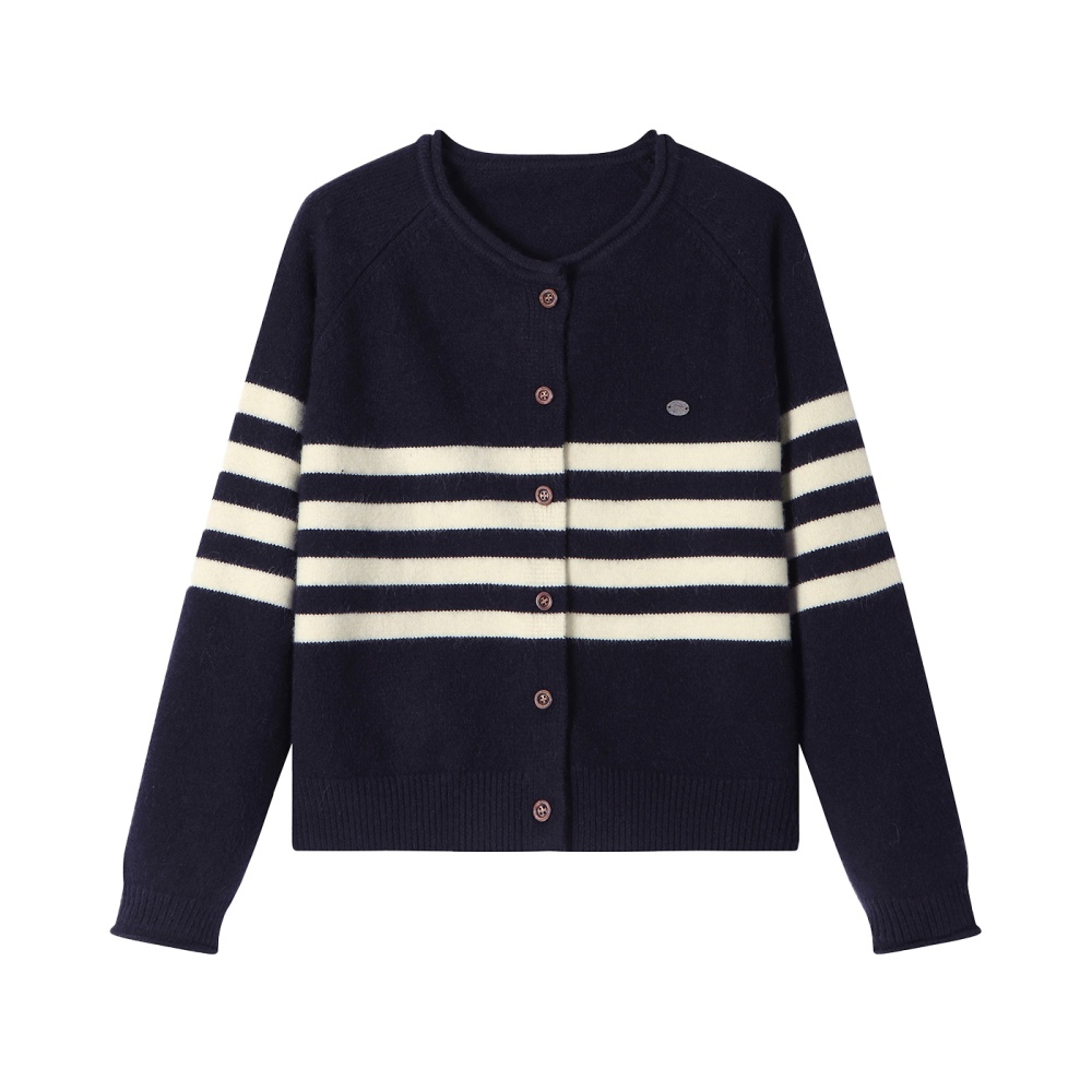 Stripe autumn cardigan outside the ride sweater for women