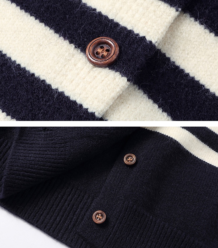 Stripe autumn cardigan outside the ride sweater for women