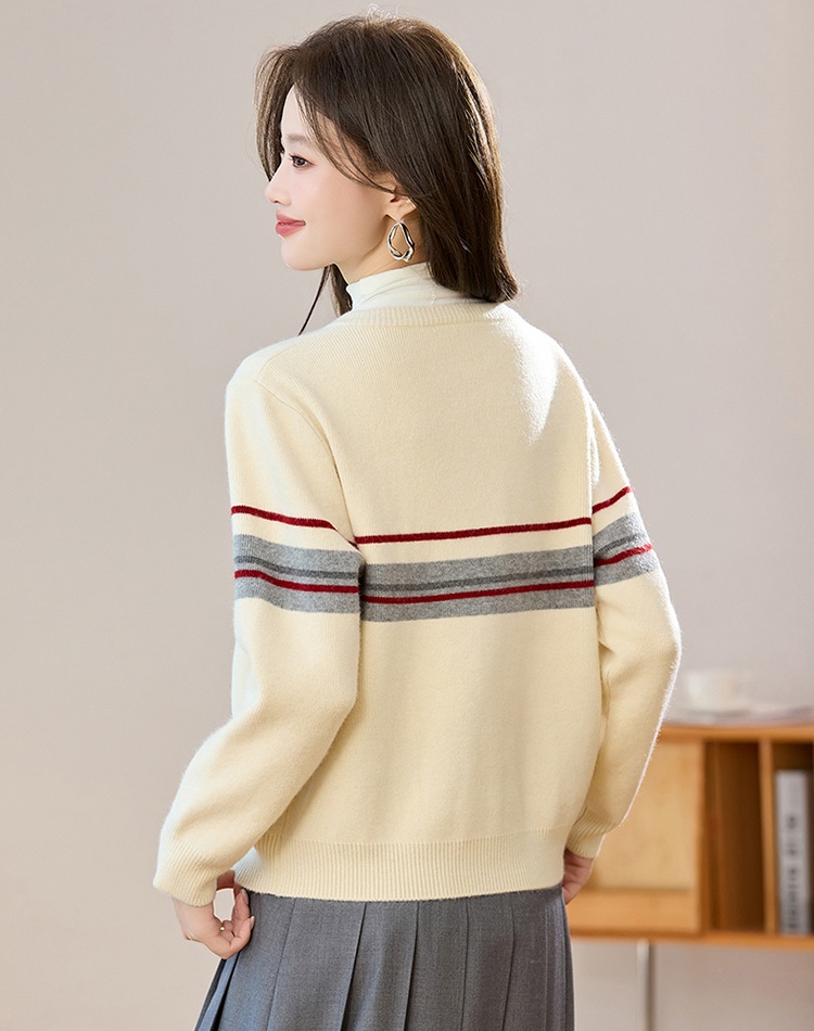 Autumn and winter slim tops stripe zip cardigan