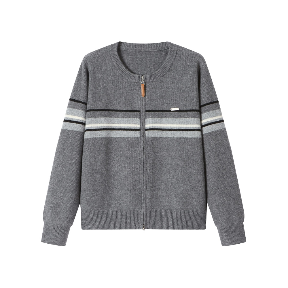Autumn and winter slim tops stripe zip cardigan