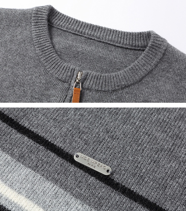 Autumn and winter slim tops stripe zip cardigan