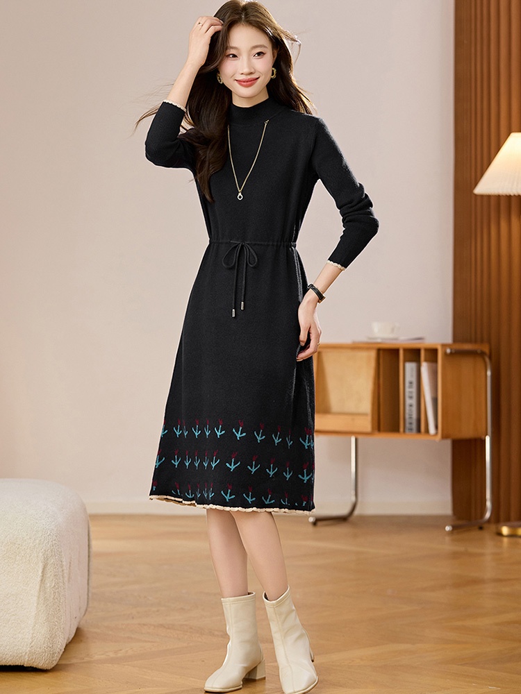 Drawstring sweater dress inside the ride dress for women