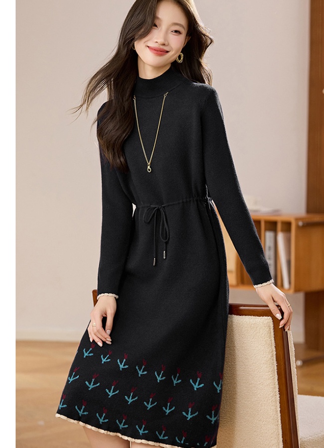 Drawstring sweater dress inside the ride dress for women