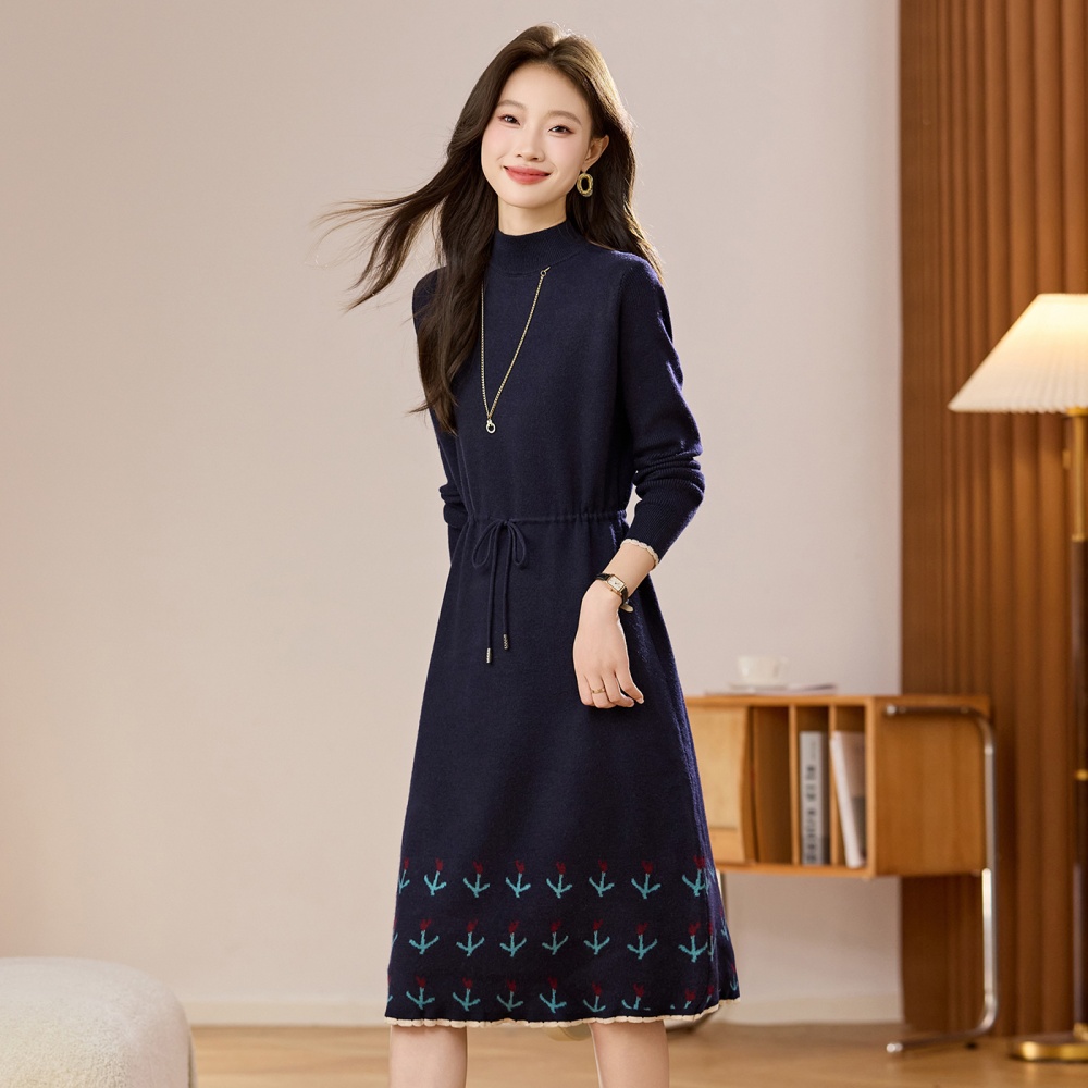 Drawstring sweater dress inside the ride dress for women