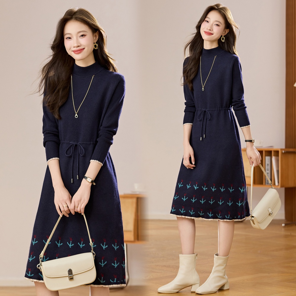 Drawstring sweater dress inside the ride dress for women