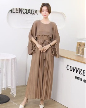 Wood ear bat sleeve long dress autumn big skirt shawl
