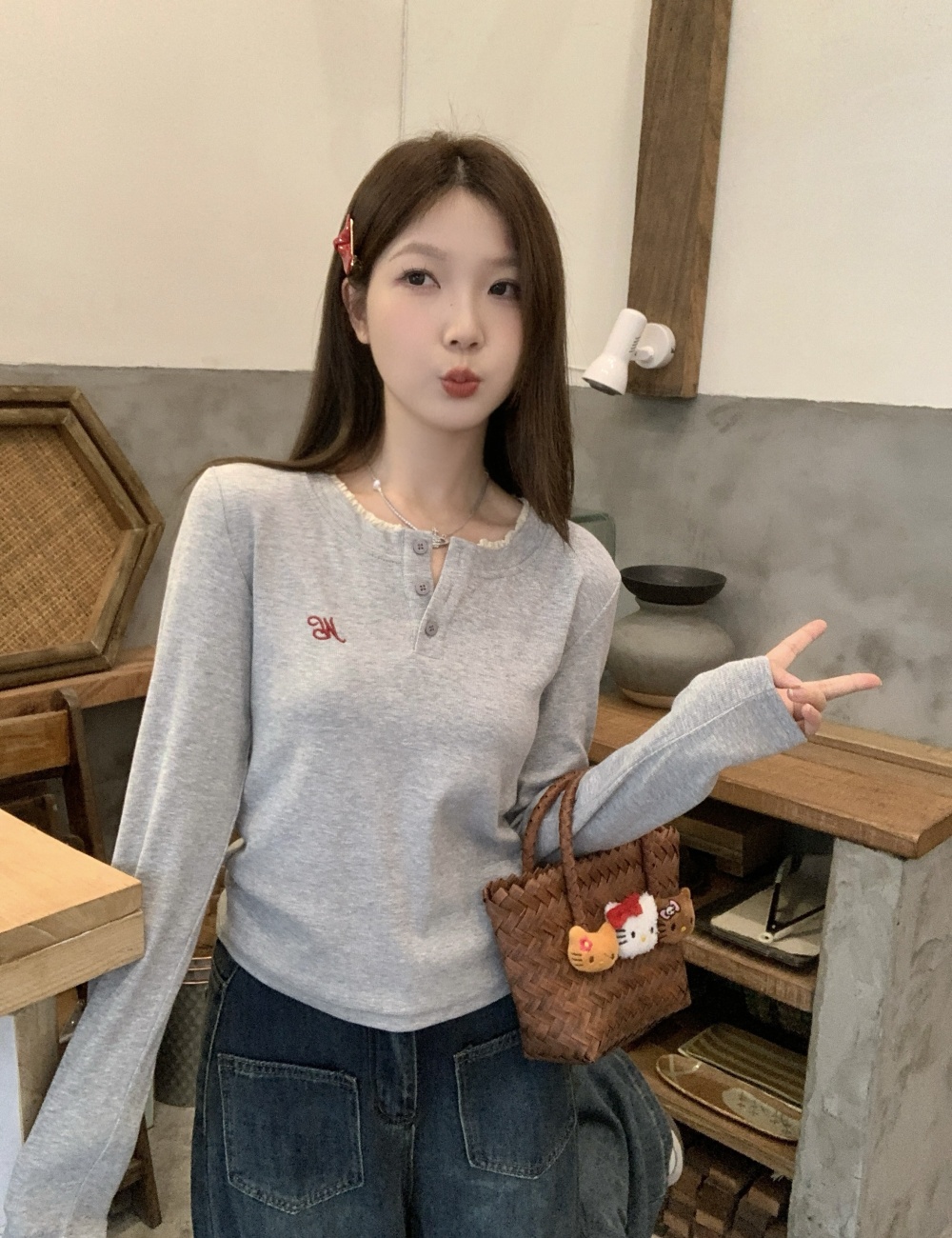 American style autumn tops large yard lace T-shirt
