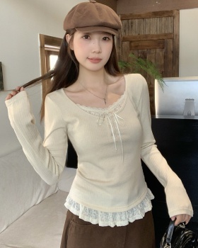 Large yard Pseudo-two T-shirt long sleeve tops