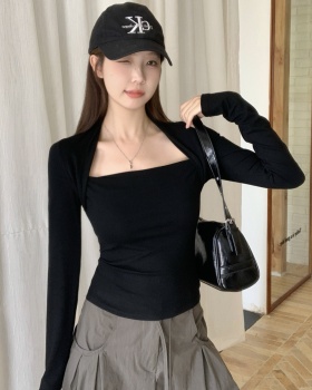 Long sleeve enticement bottoming tops slim large yard T-shirt