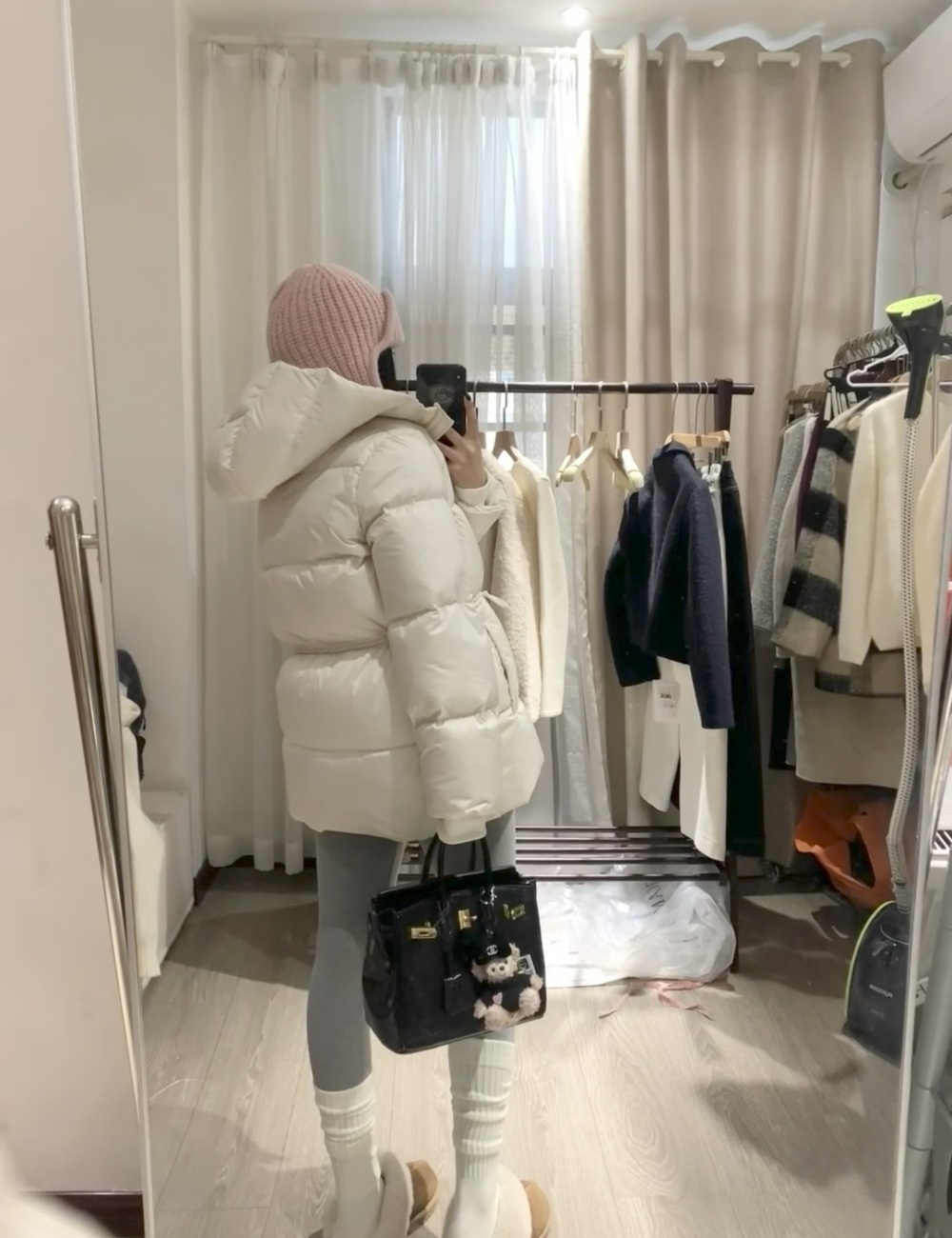 Slim temperament coat pinched waist cotton coat for women