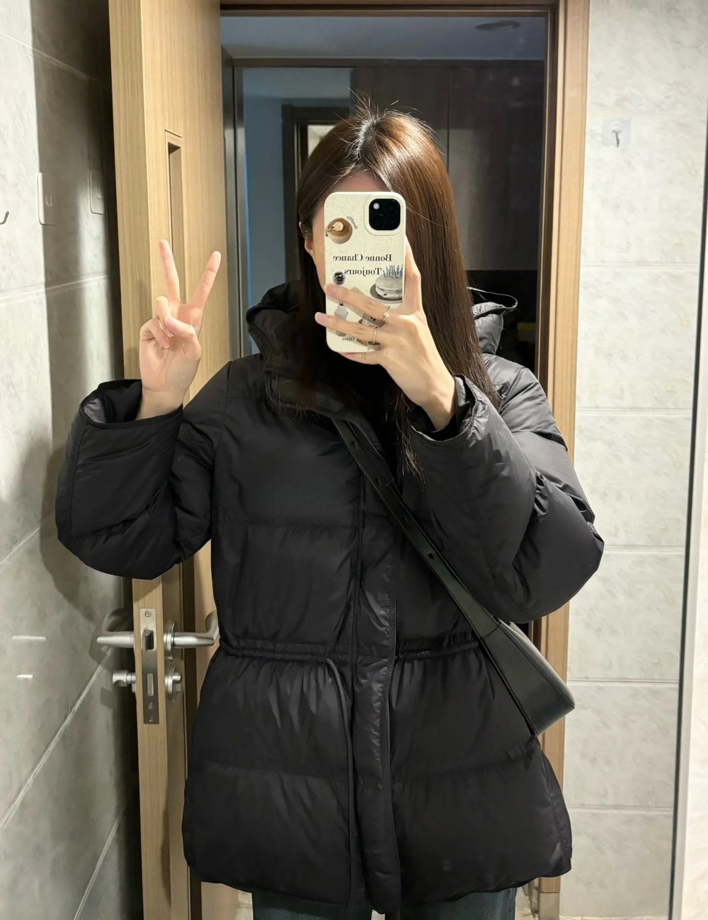 Slim temperament coat pinched waist cotton coat for women