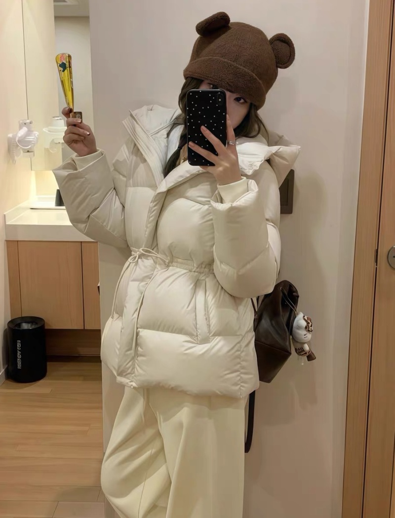 Slim temperament coat pinched waist cotton coat for women