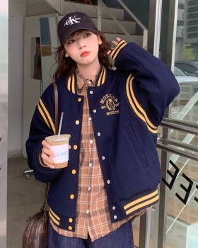 Mixed colors loose jacket all-match tops for women