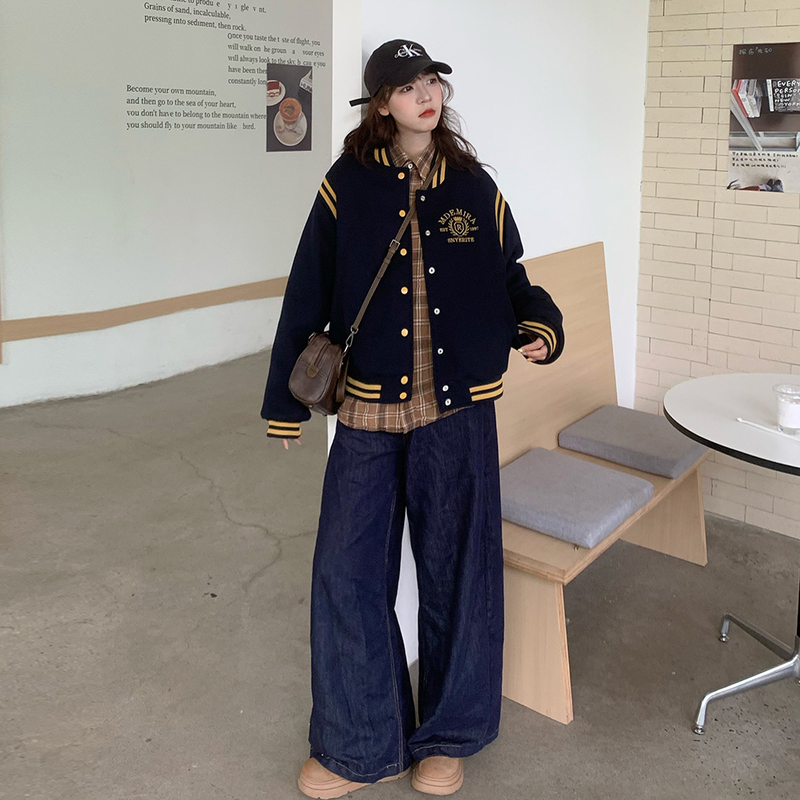 Mixed colors loose jacket all-match tops for women