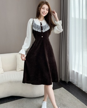 Show young all-match splice autumn dress for women
