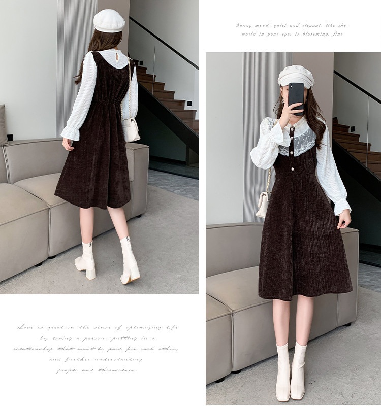 Show young all-match splice autumn dress for women