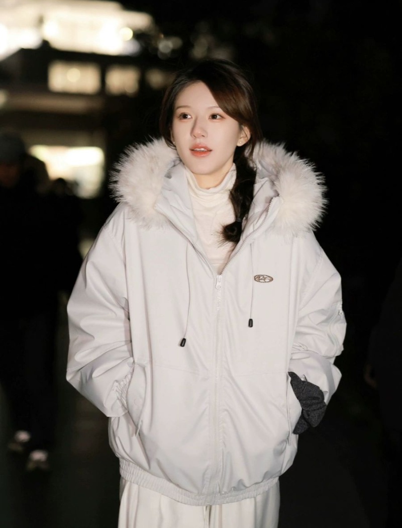 Winter down coat fur collar thick cotton coat for women