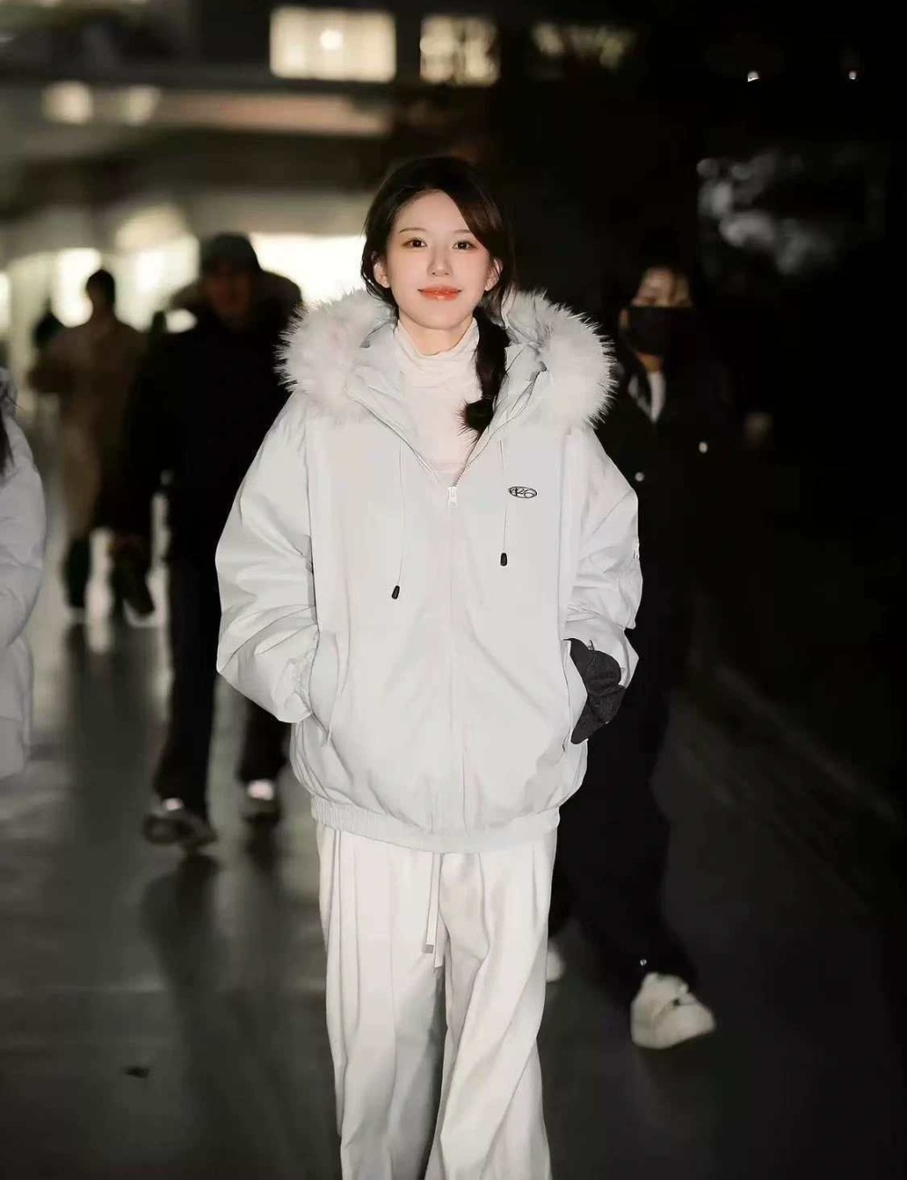 Winter down coat fur collar thick cotton coat for women