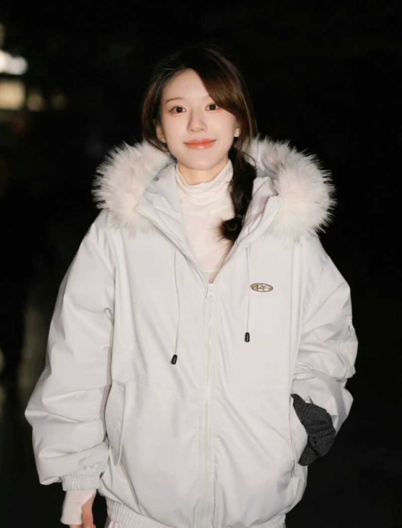 Winter down coat fur collar thick cotton coat for women