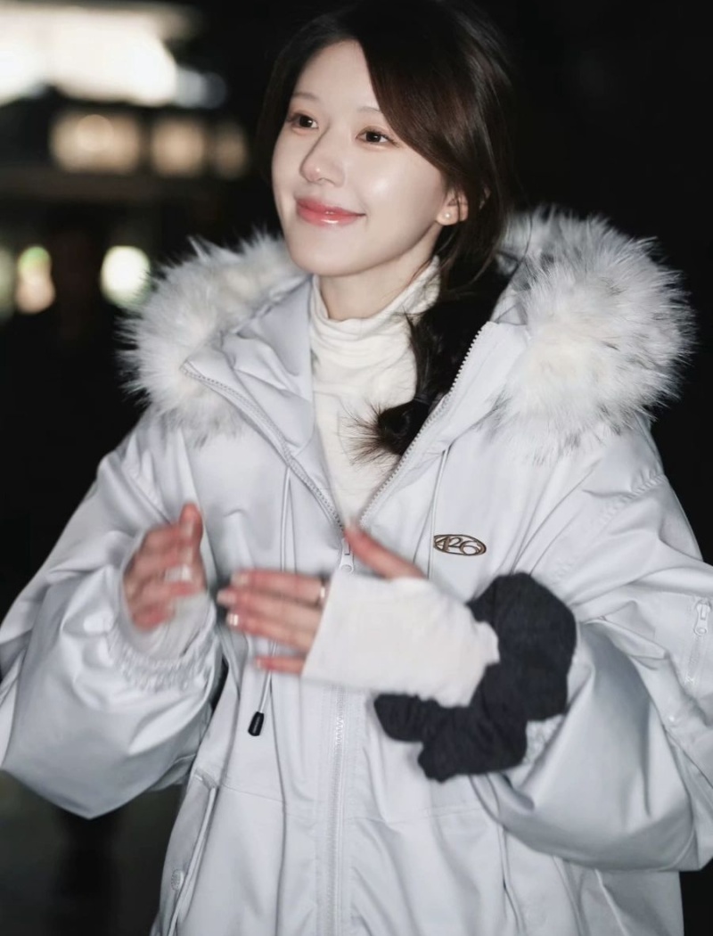 Winter down coat fur collar thick cotton coat for women
