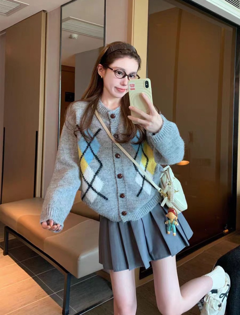 Retro autumn sweater lazy quilted coat for women