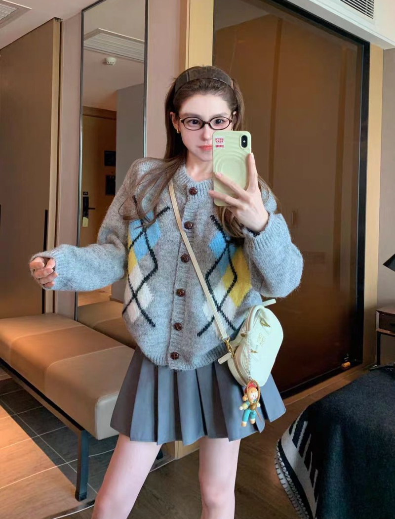 Retro autumn sweater lazy quilted coat for women