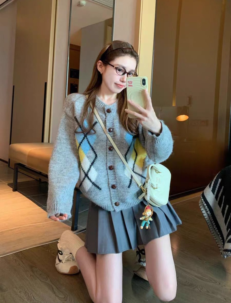 Retro autumn sweater lazy quilted coat for women