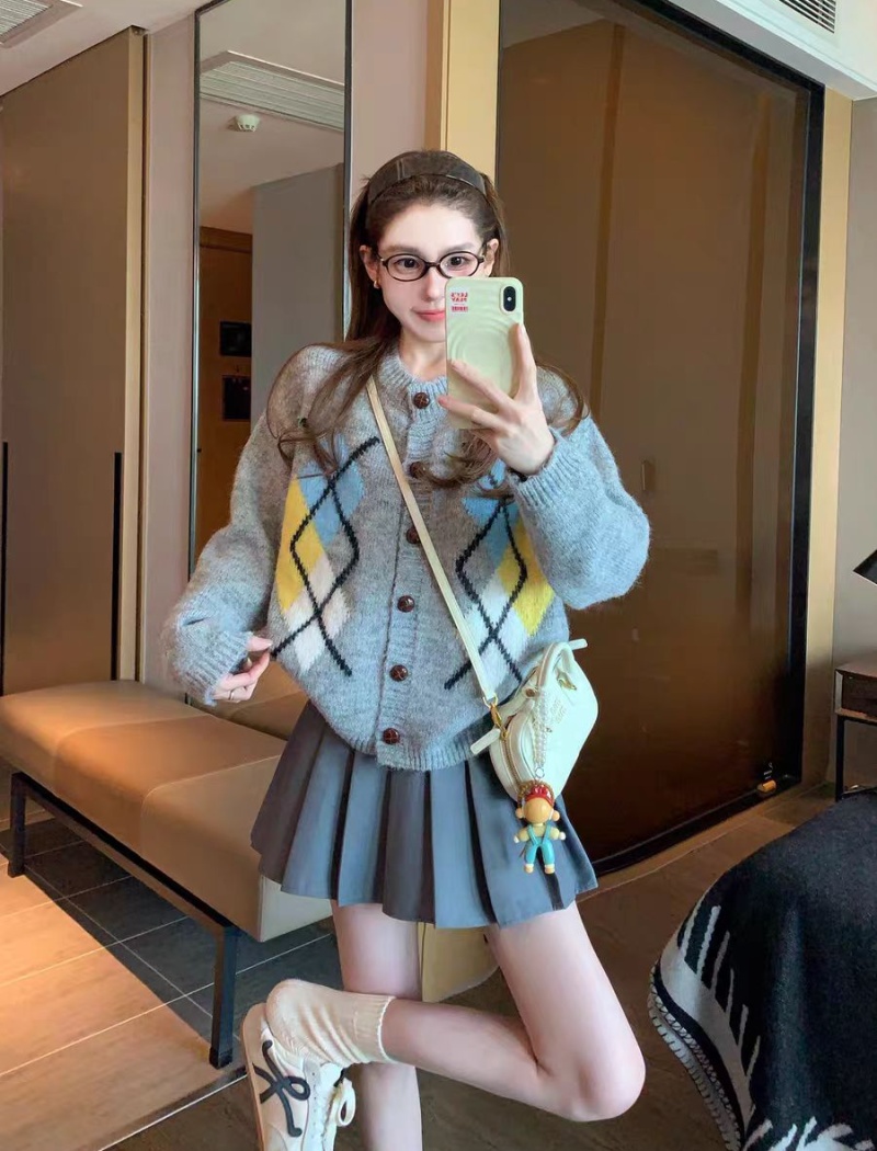 Retro autumn sweater lazy quilted coat for women