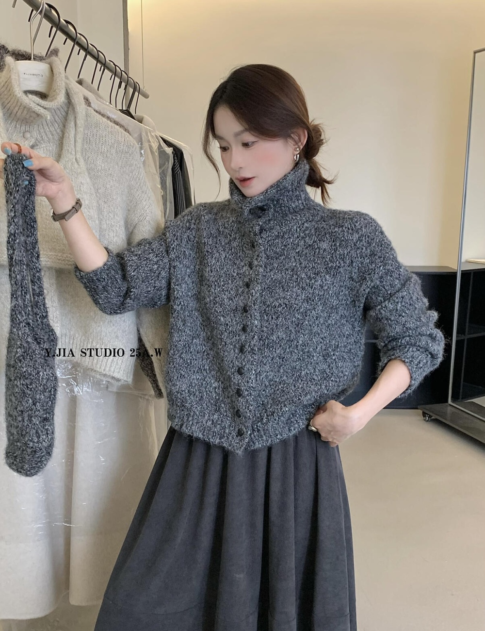 Casual knitted cardigan single-breasted thermal sweater