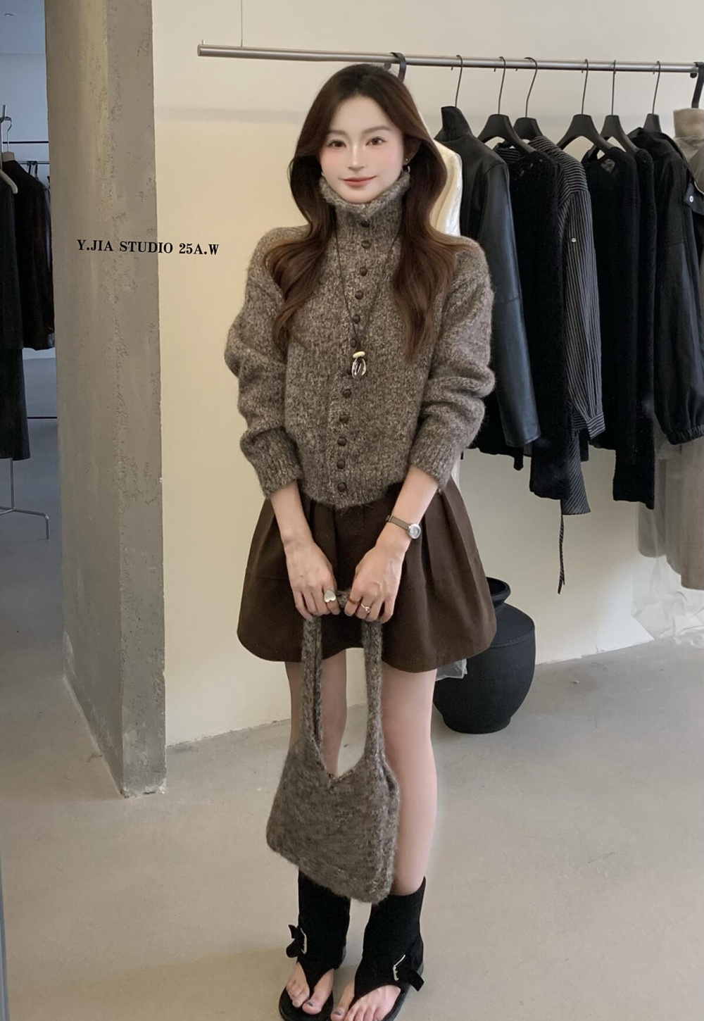 Casual knitted cardigan single-breasted thermal sweater
