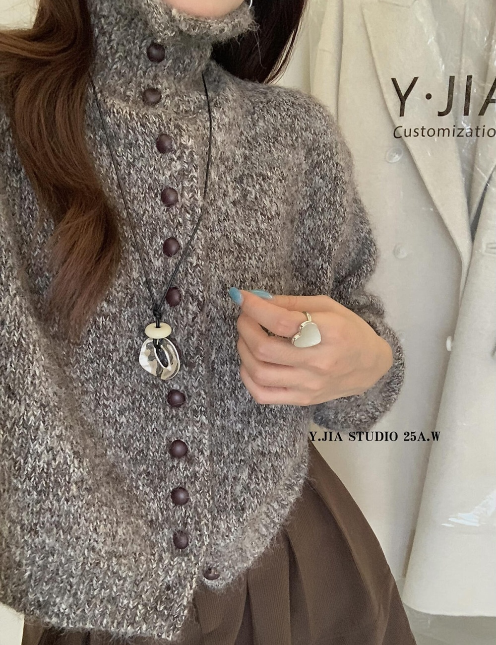 Casual knitted cardigan single-breasted thermal sweater