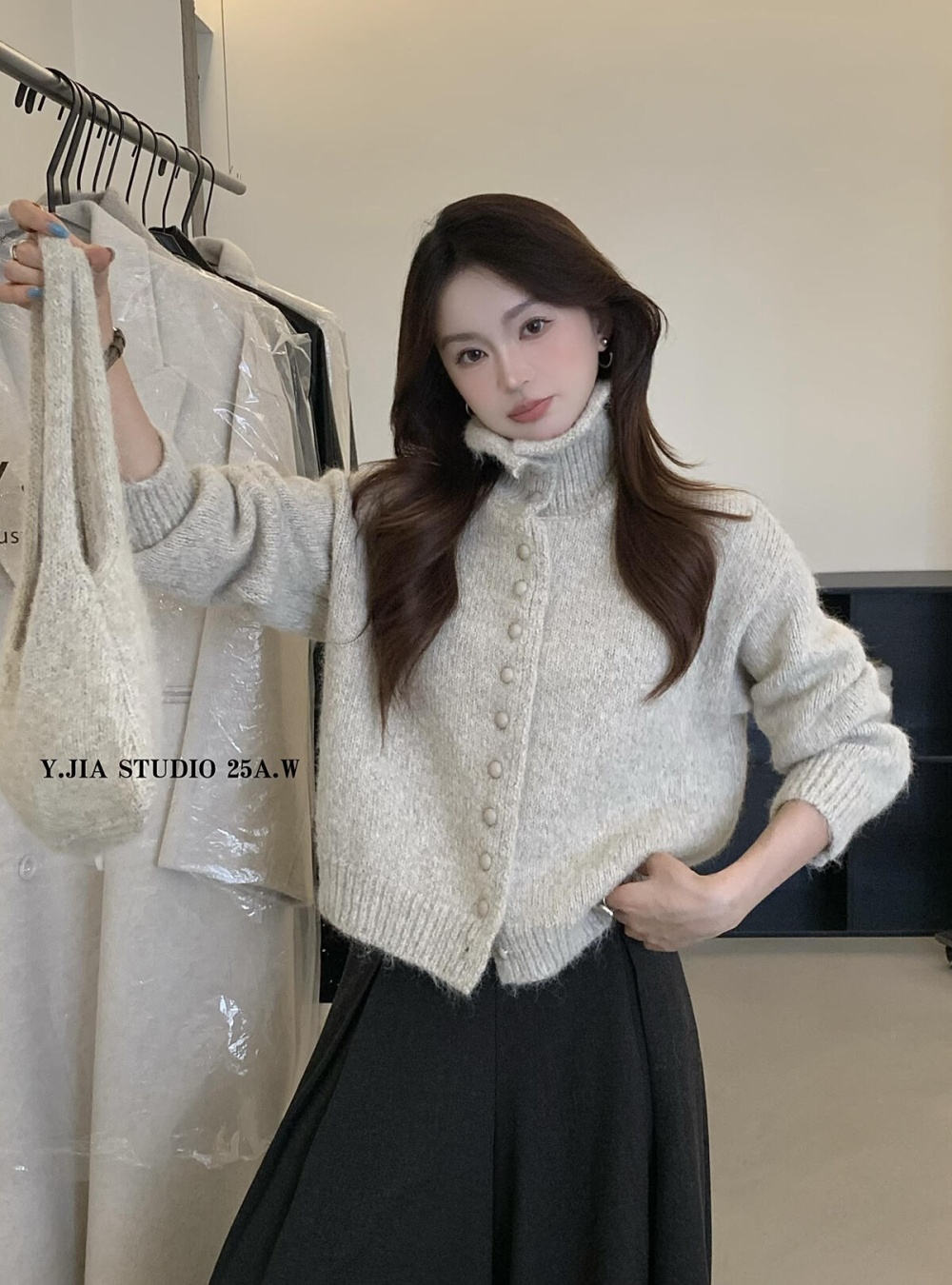 Casual knitted cardigan single-breasted thermal sweater