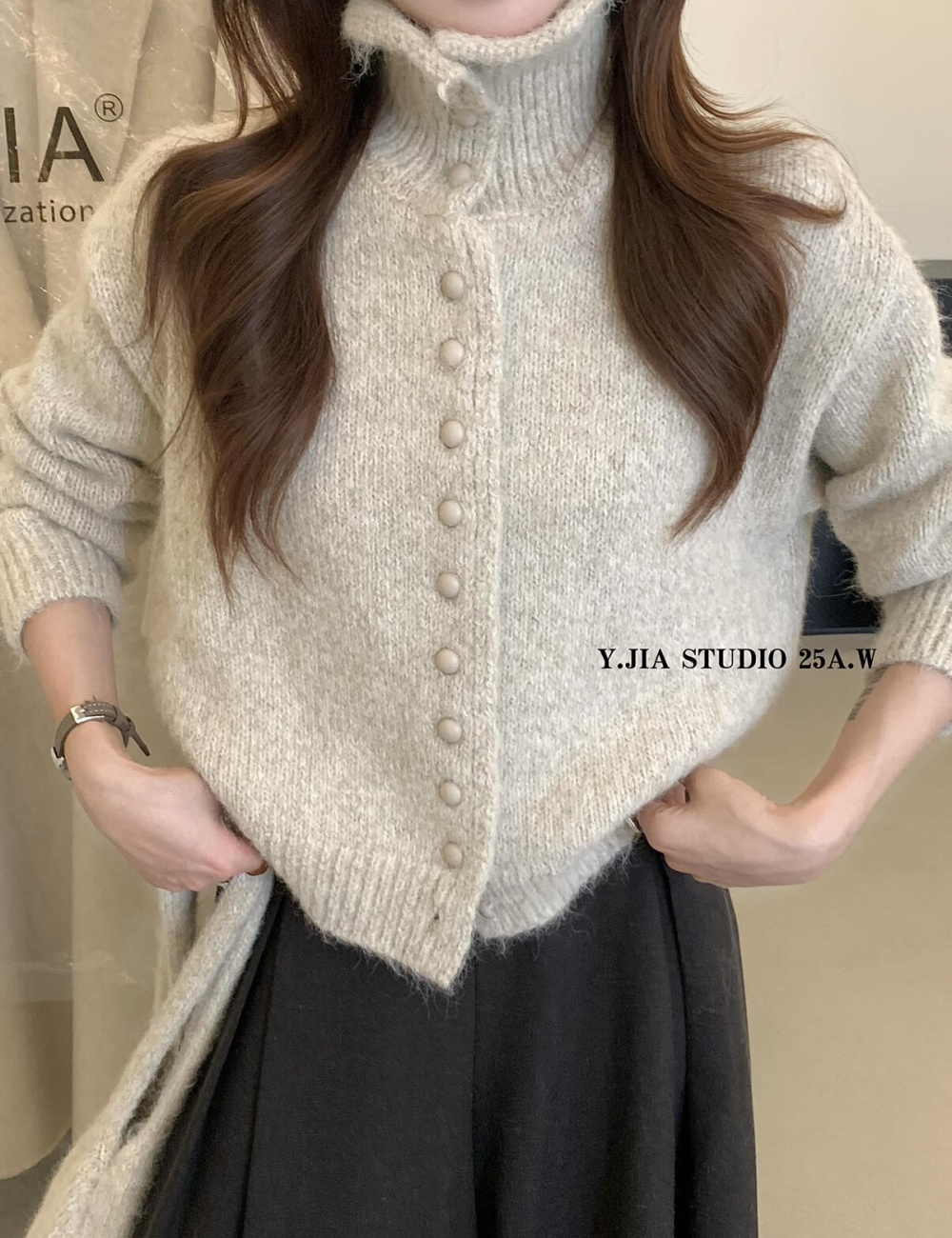 Casual knitted cardigan single-breasted thermal sweater