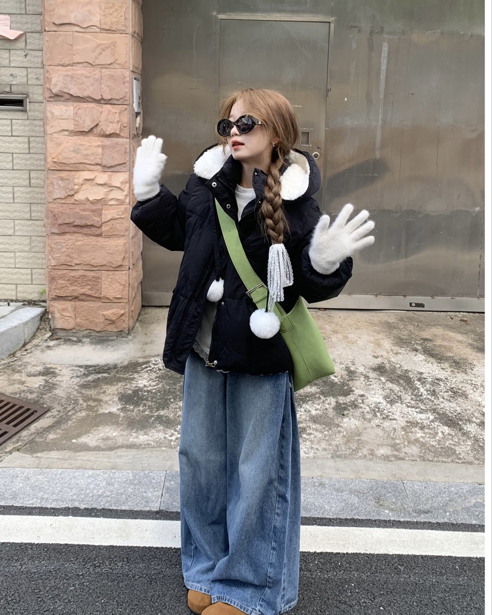 Down Korean style coat winter lambs wool cotton coat