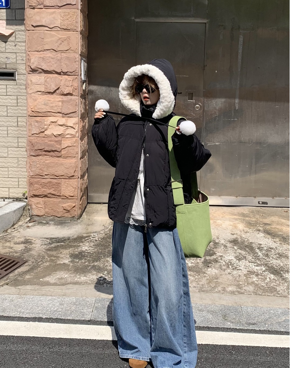 Down Korean style coat winter lambs wool cotton coat