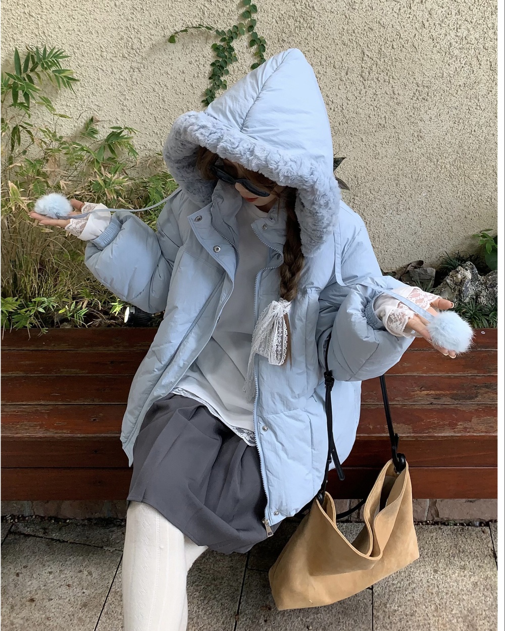 Down Korean style coat winter lambs wool cotton coat