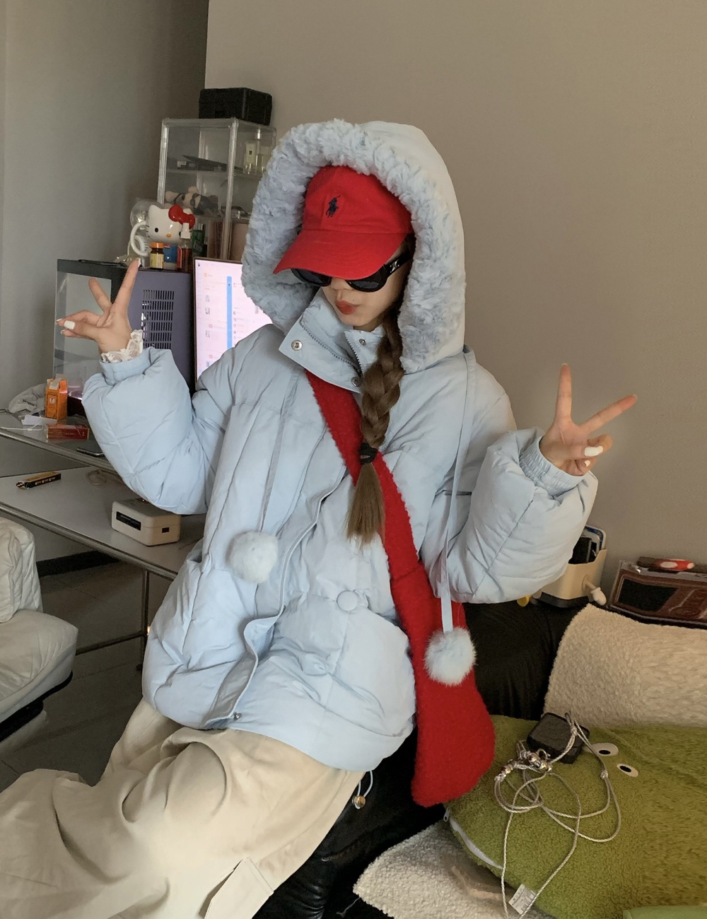 Down Korean style coat winter lambs wool cotton coat