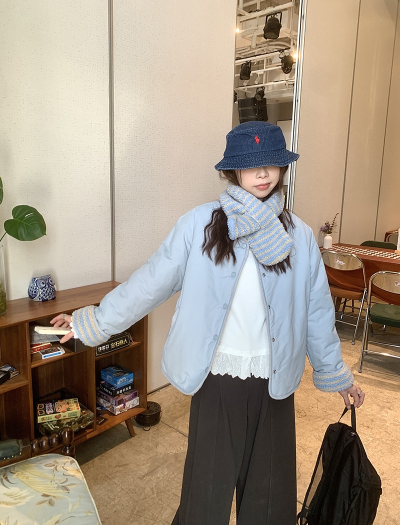 Stripe coat Korean style cotton coat for women