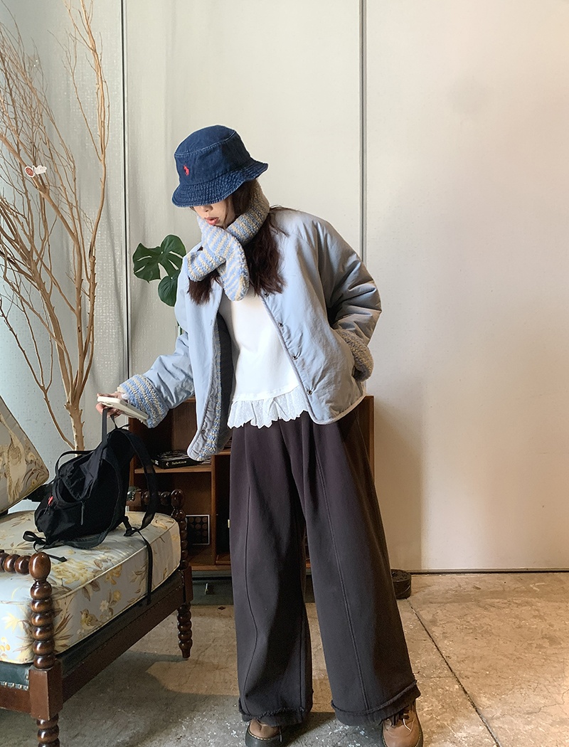 Stripe coat Korean style cotton coat for women