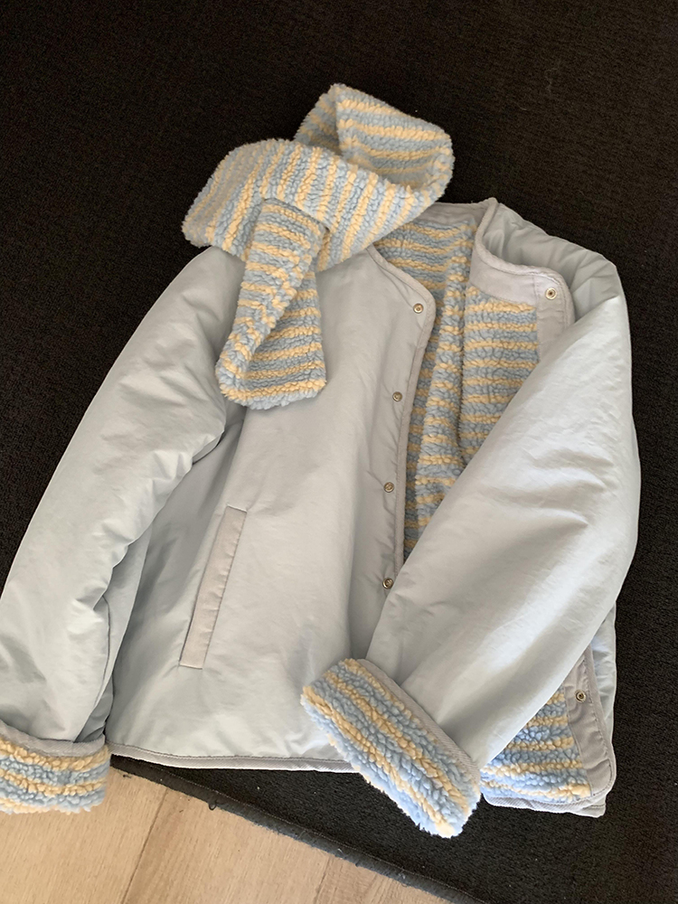 Stripe coat Korean style cotton coat for women