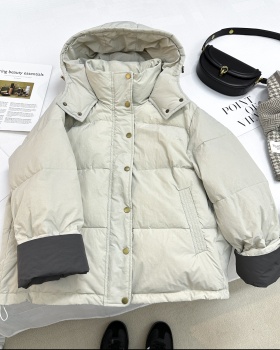Loose winter Casual coat apricot down hooded cotton coat
