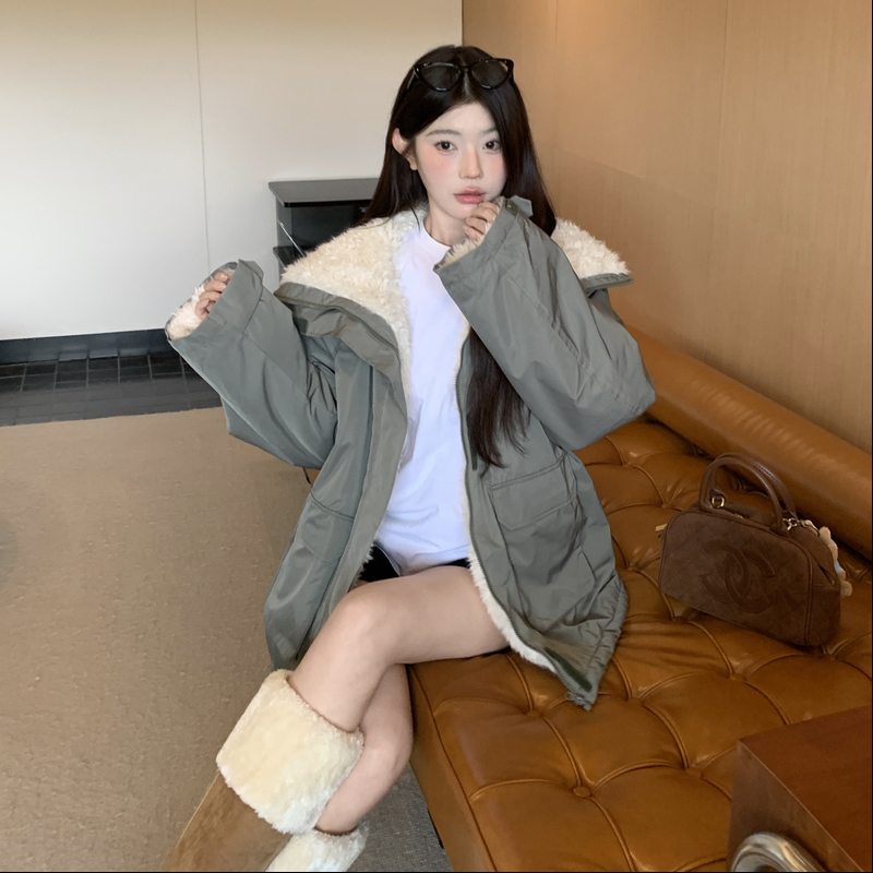 Thick plus velvet cotton coat lambs wool work clothing