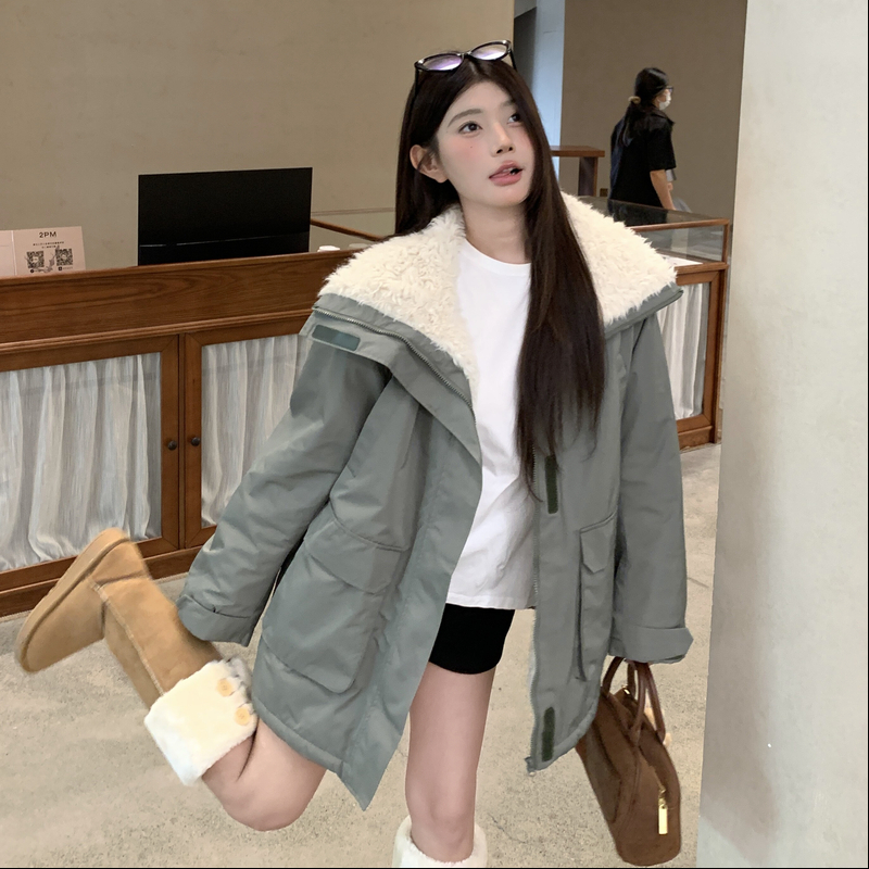 Thick plus velvet cotton coat lambs wool work clothing