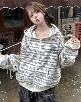 Casual retro Korean style complex coat blue loose maiden tops