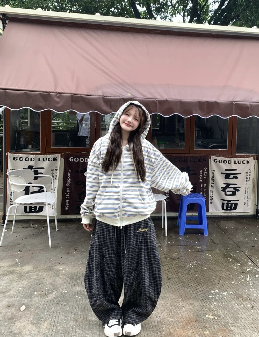 Casual retro Korean style complex coat blue loose maiden tops