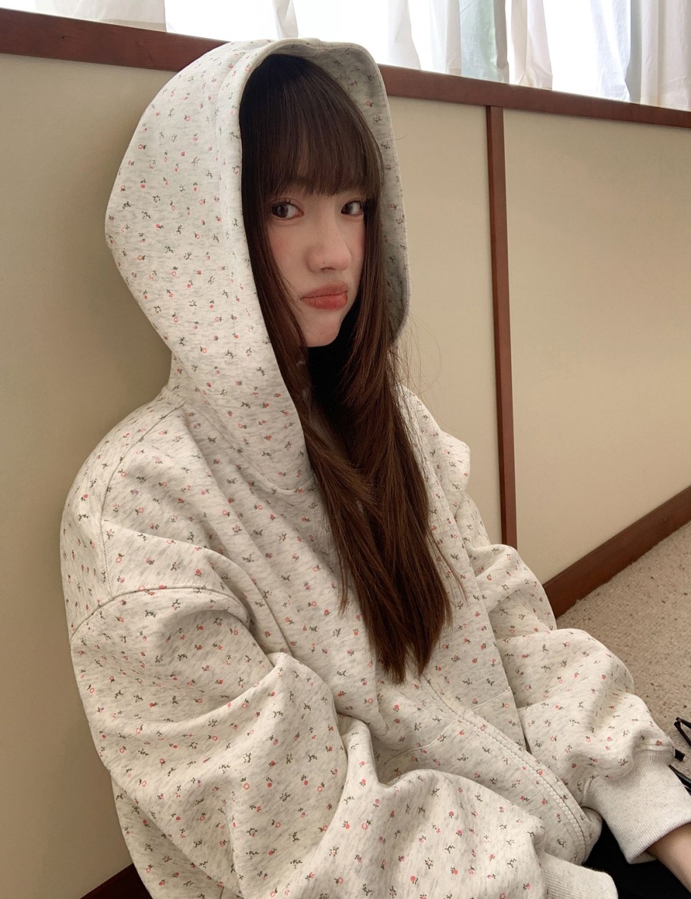 Slim floral tops autumn Casual hoodie for women